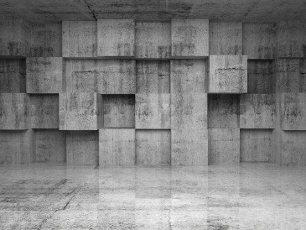 Afbeeldingen van Abstract empty concrete interior with cubes on the wall