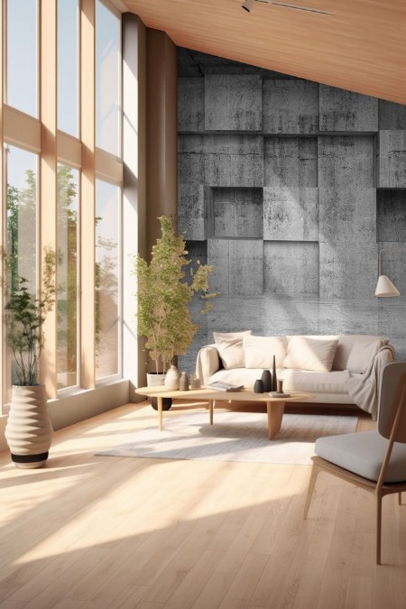 Picture of Abstract empty concrete interior with cubes on the wall