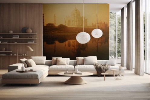 Picture of Golden Textured Picture of Taj Mahal Scenery