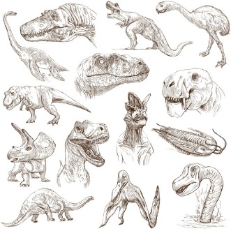 Afbeeldingen van Dinosaurs no1 - illustrations full sized hand drawn set