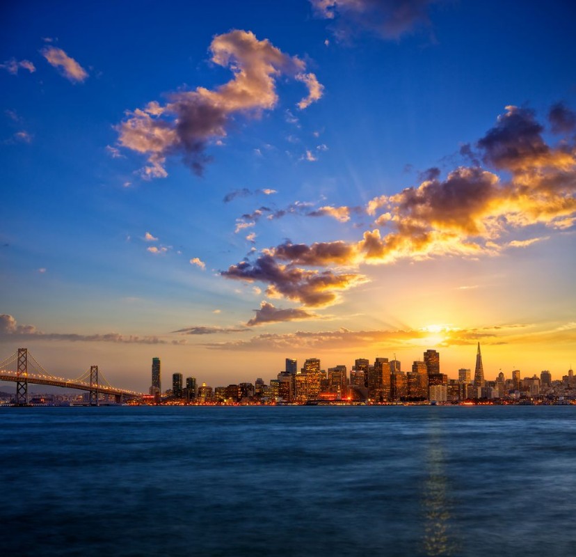 Picture of San Francisco skyline at sunset California USA