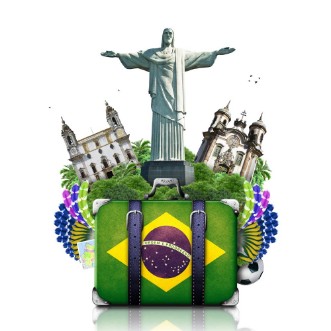 Image de Brazil Brazil landmarks travel and retro suitcase