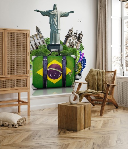 Picture of Brazil Brazil landmarks travel and retro suitcase