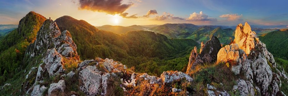Bild på Panorama mountain landscape at sunset Slovakia Vrsatec