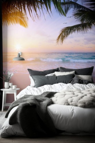 Bild på Art Beautiful sunrise over the tropical beach