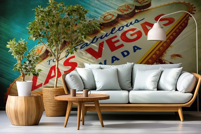 Picture of Famous Welcome to Las Vegas sign with vintage texture