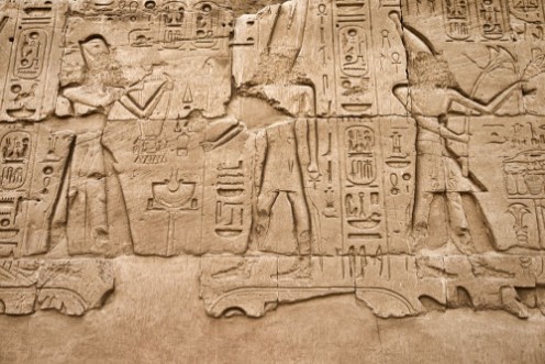 Afbeeldingen van Hieroglyphic of pharaoh civilization in Karnak temple Egypt