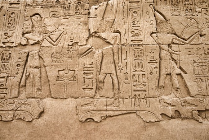 Picture of Hieroglyphic of pharaoh civilization in Karnak temple Egypt