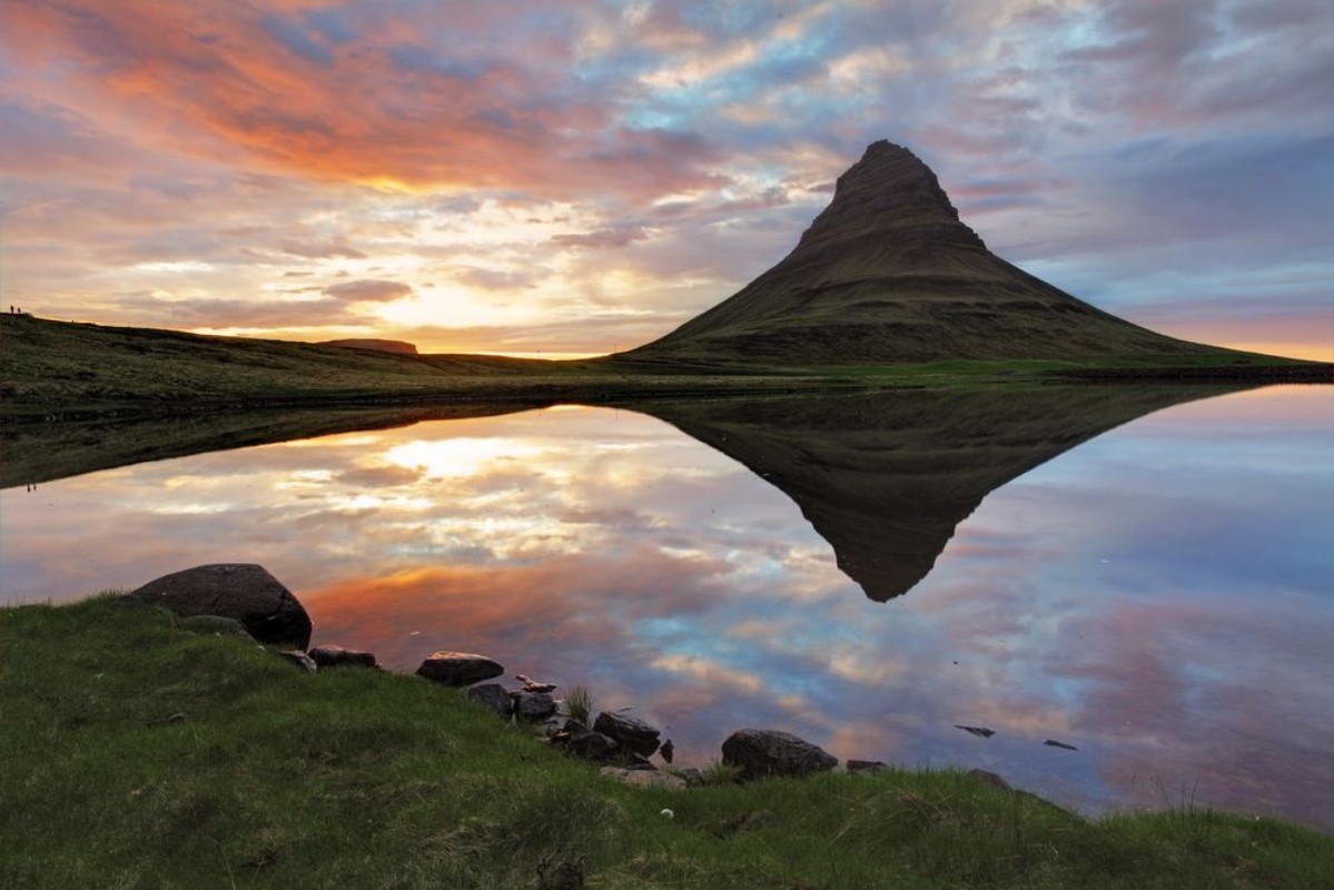 Afbeeldingen van Iceland Landscape spring panorama at sunset