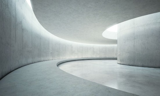 Afbeeldingen van Empty concrete open space interior with sunlight