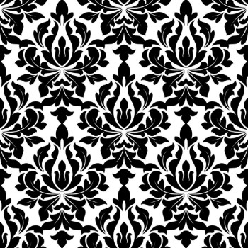 Picture of Black colored floral arabesque seamless pattern