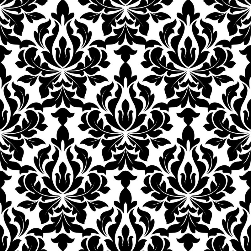 Image de Black colored floral arabesque seamless pattern