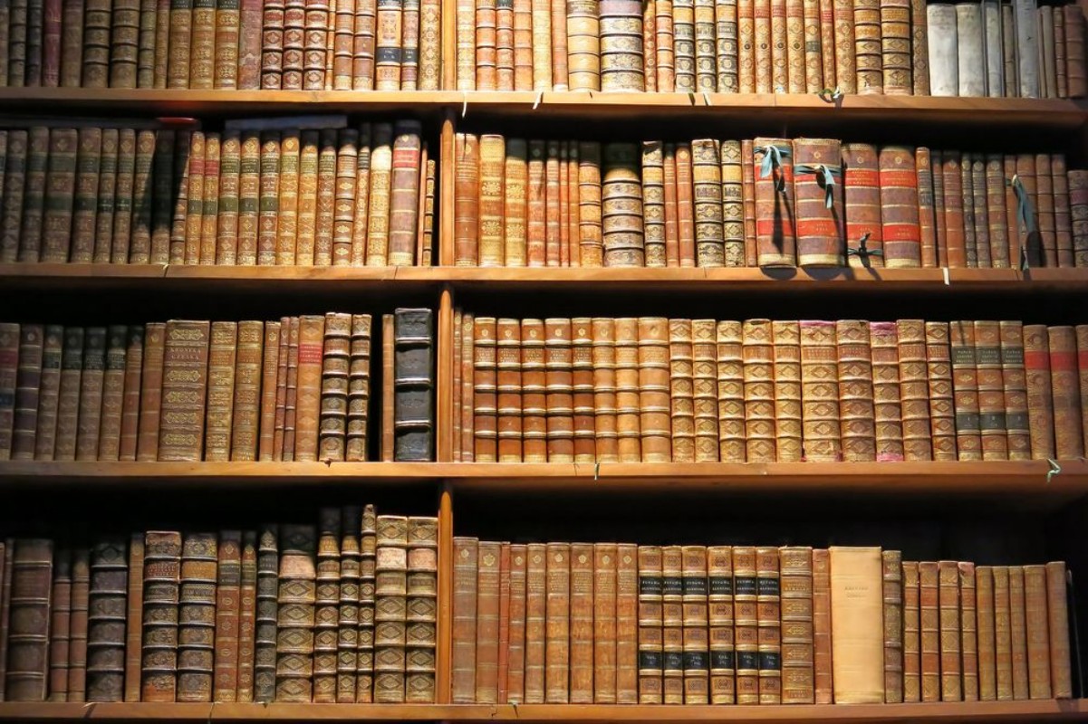 Image de Books on library shelf