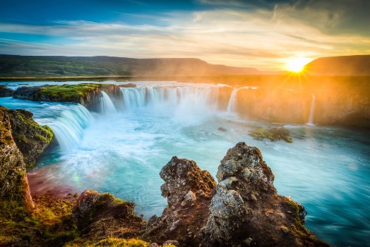 Bild på Iceland Godafoss at sunset beautiful waterfall long exposure