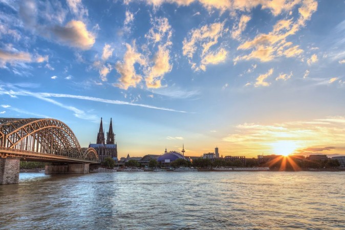 Picture of Cologne Cathedral and skyline when sunset Germany