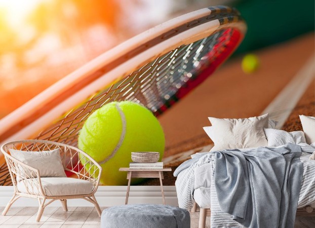 Picture of Tennis ball on a tennis court