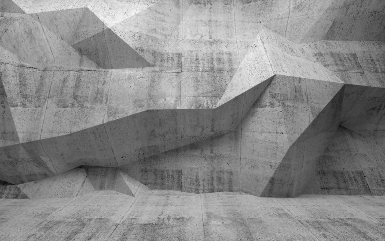 Afbeeldingen van Abstract dark concrete 3d interior with polygonal pattern on the