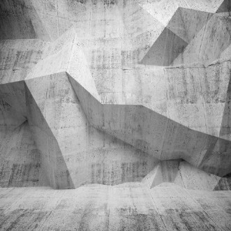 Image de Abstract concrete 3d interior with polygonal pattern on the wall
