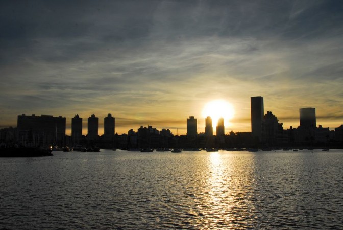 Picture of Montevideo skyline at sunset