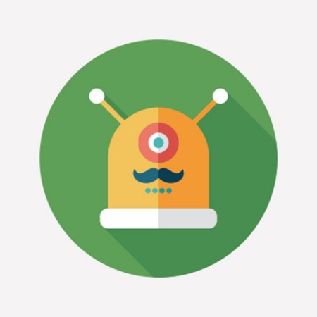 Image de Robot flat round icon with long shadows Set 7