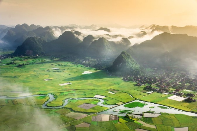 Picture of Rice field in valley in Bac Son Vietnam