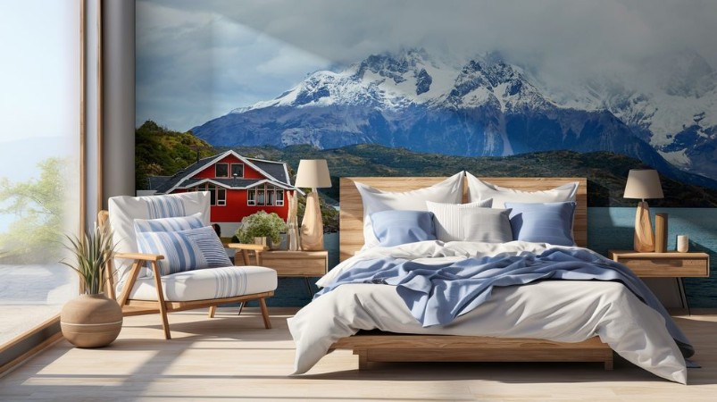 Picture of Red house on Pehoe lake in Torres del Paine