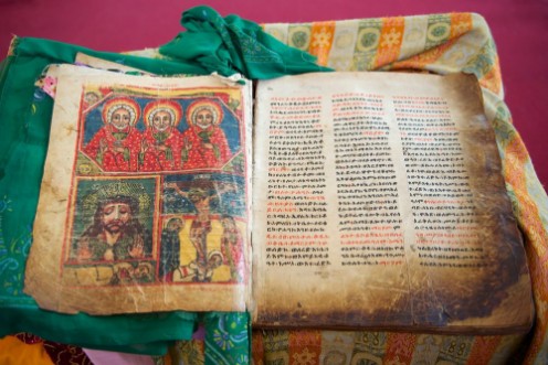 Picture of Ancient Bible in Amharic language Aksum Ethiopia