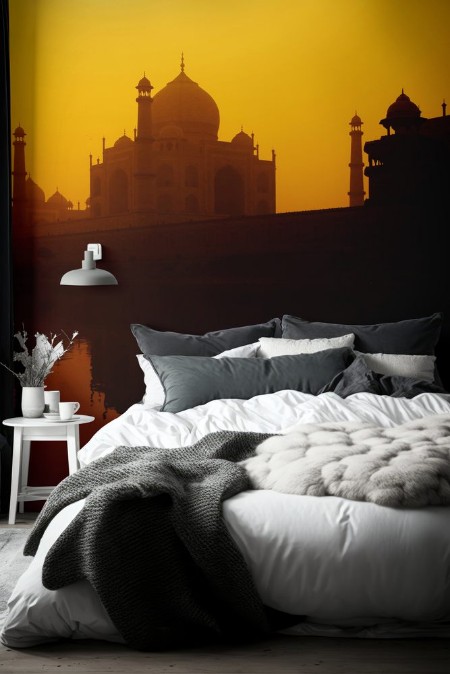 Afbeeldingen van Sunset Silhouette Grand Taj Mahal Concept