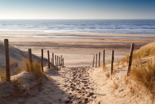 Bild på Sand path to North sea at sunset