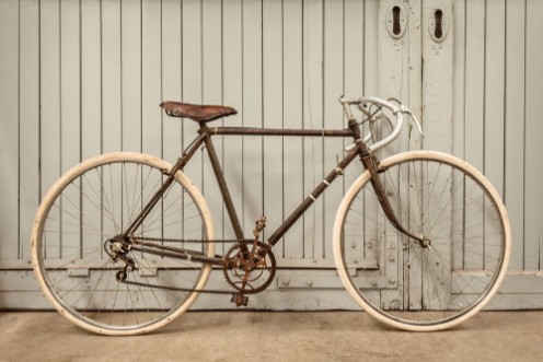 Picture of Vintage racing bicycle in an old factory