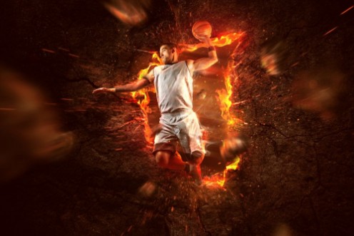 Afbeeldingen van Basketball Player on Fire