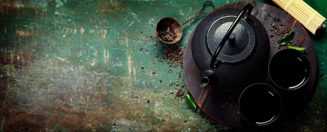 Picture of Black iron asian tea set