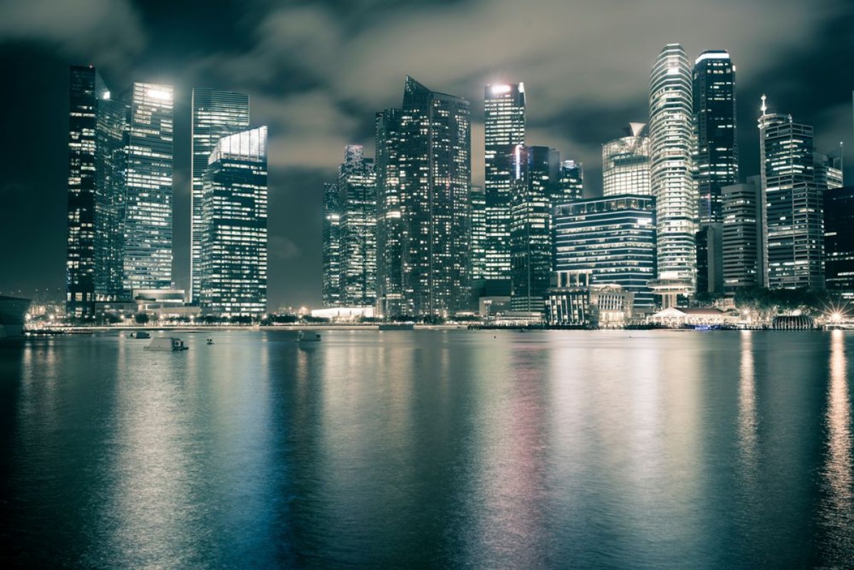 Afbeeldingen van Singapore night skyline