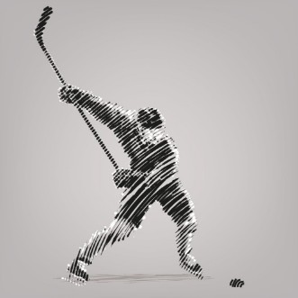 Bild på Hockey playerArtwork in the style of ink drawing
