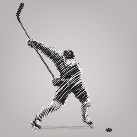 Picture of Hockey playerArtwork in the style of ink drawing