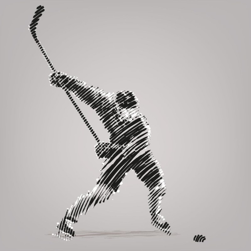 Afbeeldingen van Hockey playerArtwork in the style of ink drawing