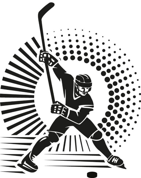 Picture of Hockey playerIllustration in the engraving style