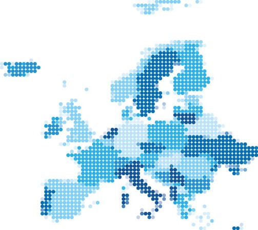 Picture of Europe dotted blue