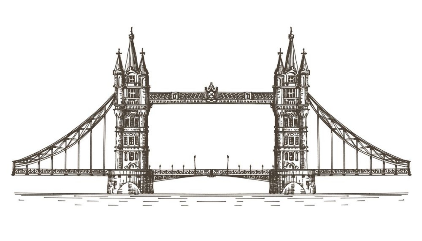 Picture of England London the bridge on a white background sketch