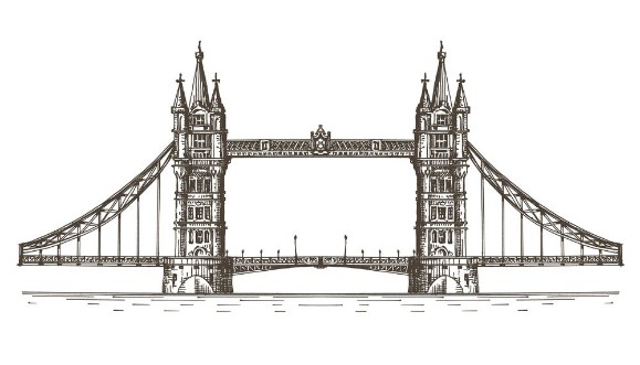 England London the bridge on a white background sketch photowallpaper Scandiwall