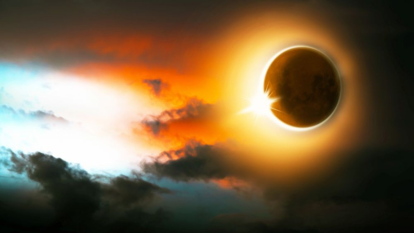 Picture of Sonnenfinsternis Mond und Sonne am Himmel