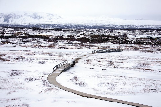 Afbeeldingen van Islanda strada nella neve e ghiaccio
