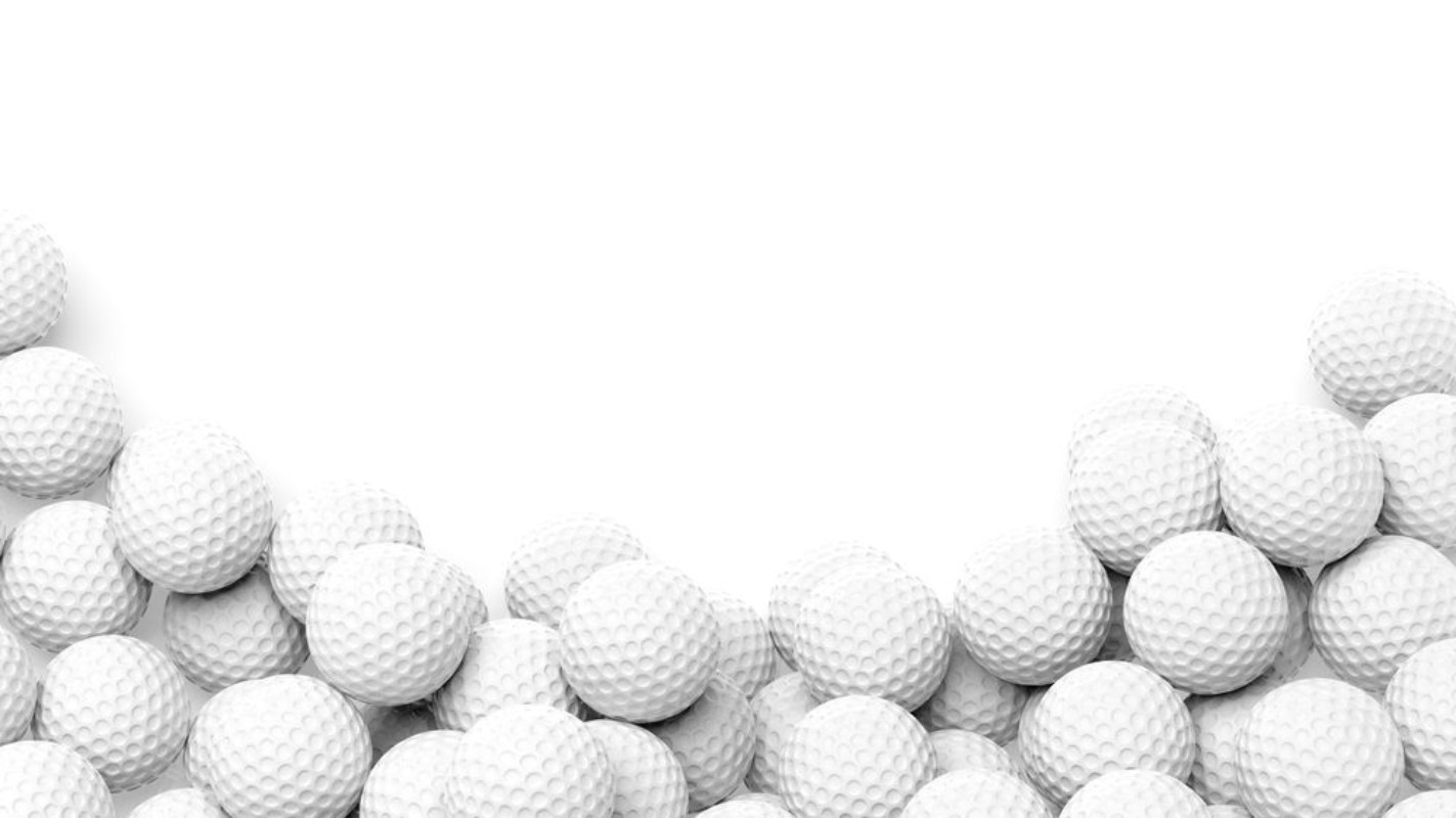 Bild på Golf balls pile with copy-space isolated on white background