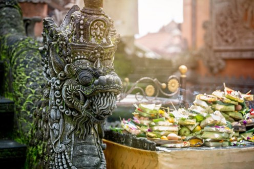 Afbeeldingen van Temple offerings to Hindu God Bali Indonesia
