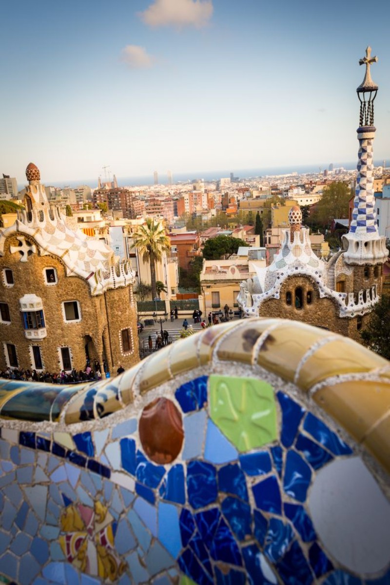 Picture of Barcelona Park Guell after sunset
