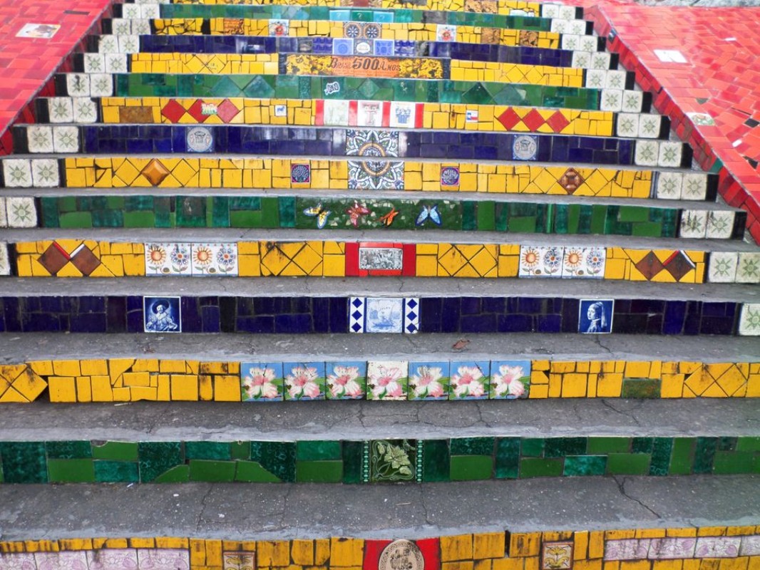 Image de Tiles from around the world on Escadaria Selaron in Rio de Janeiro Brazil