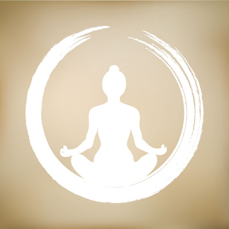 Afbeeldingen van Vector Woman Doing Yoga with Zen Circle
