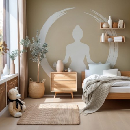 Image de Vector Woman Doing Yoga with Zen Circle