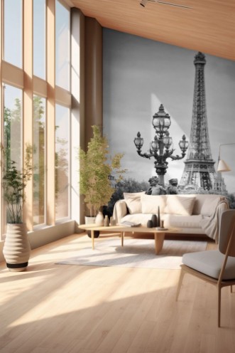 Picture of Paris France Eiffel Tower with Statues of Cherubs 