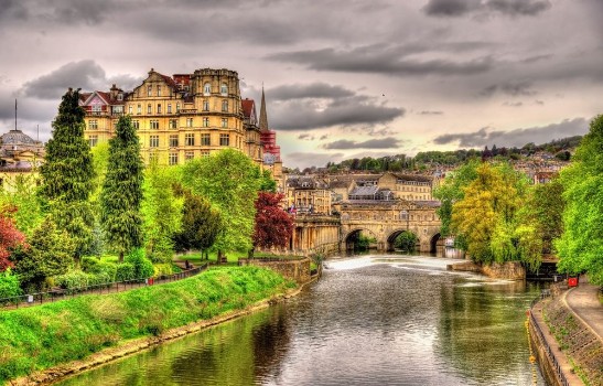 Picture of View of Bath town over the River Avon - England